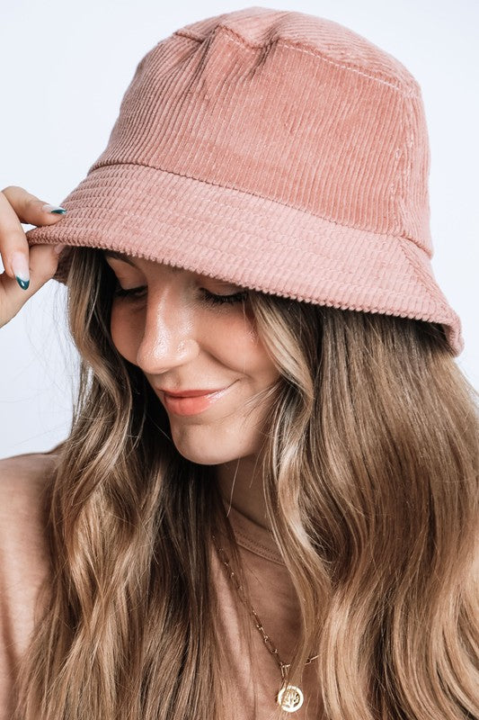 Trendy Solid Color Corduroy Bucket Hat