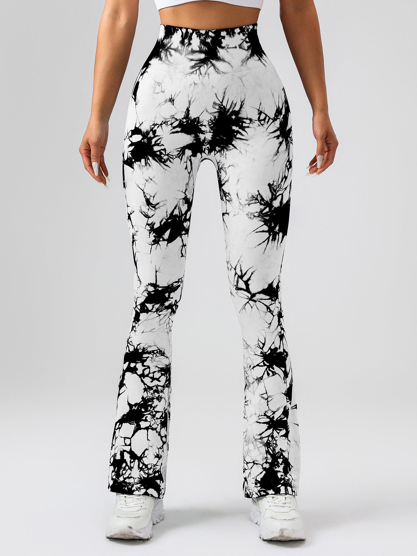 Tie-Dye Flare Yoga Pants - High Waist Tummy Control