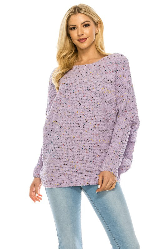Loose Pullover Knit Multi Color Sweater