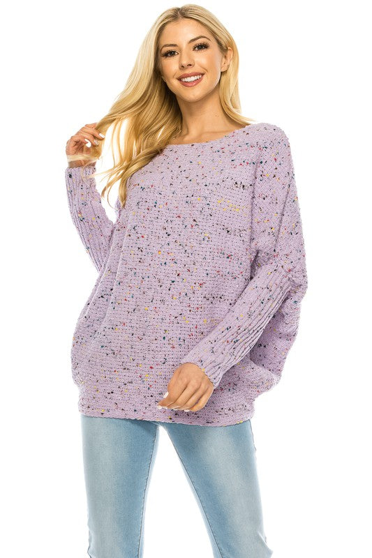 Loose Pullover Knit Multi Color Sweater