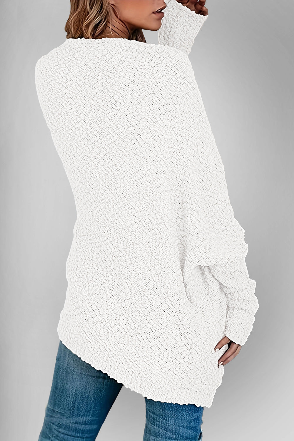 Double Take Pocketed Open Front Long Sleeve Cardigan - Fashions Envy