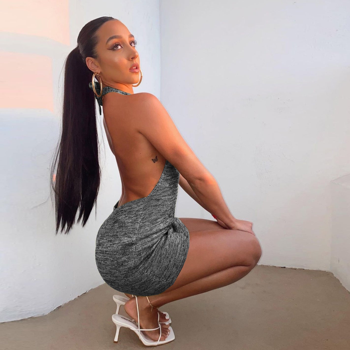 Halter Backless Mini Dress - Sexy Bodycon Dress
