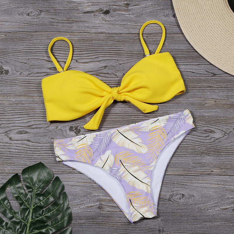 Mismatch Color Bikini - Bandeau Halter Top Swimsuit