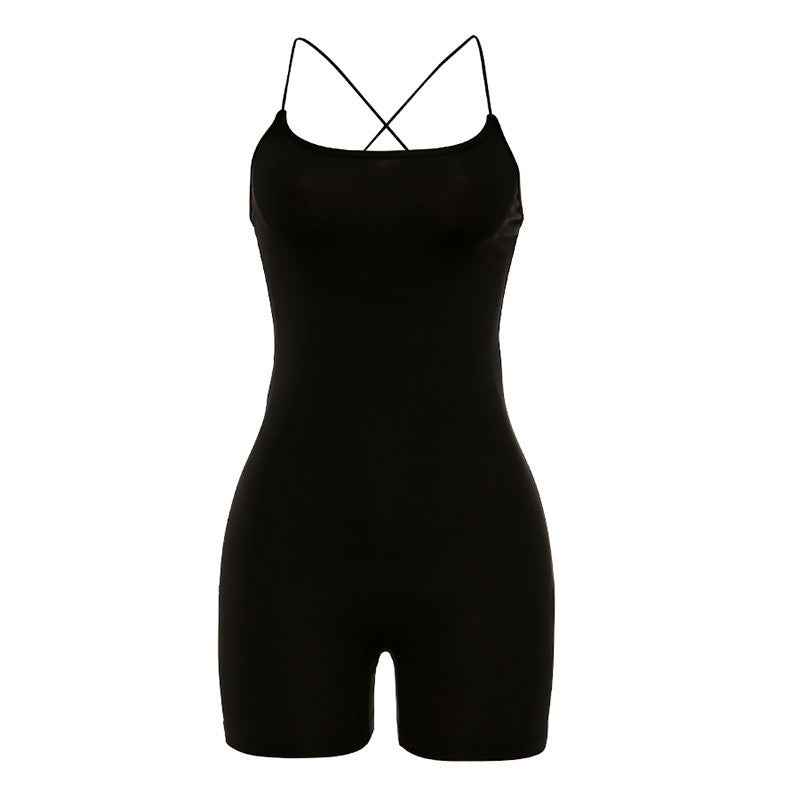 Black Romper - Bodycon Short Jumpsuit - Fashions Envy