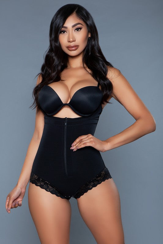 Tummy Control Lace Trim Fitted Bodysuit Shapewear