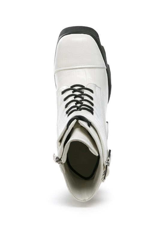 Stomper Side Zipper Opening Platform Combat Boot