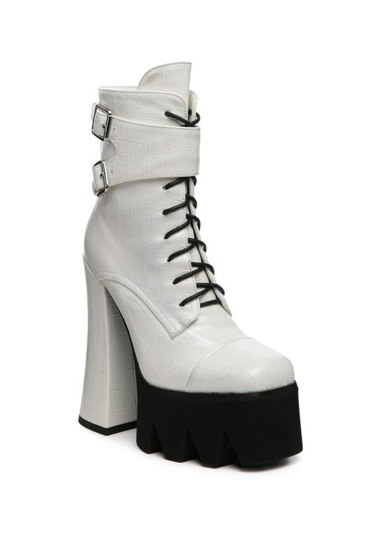 Stomper Side Zipper Opening Platform Combat Boot