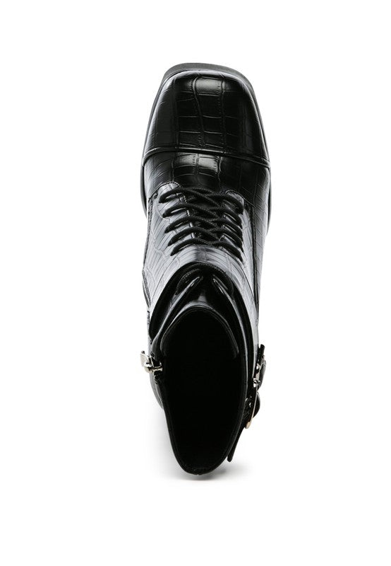 Stomper Side Zipper Opening Platform Combat Boot