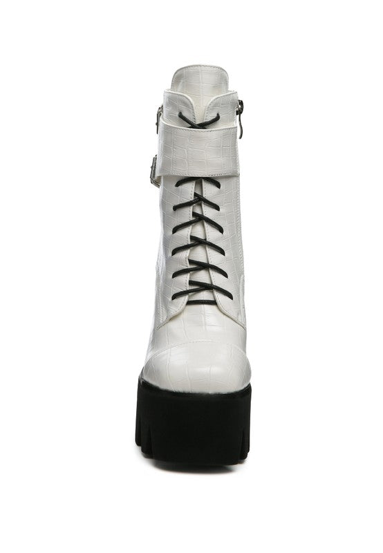 Stomper Side Zipper Opening Platform Combat Boot