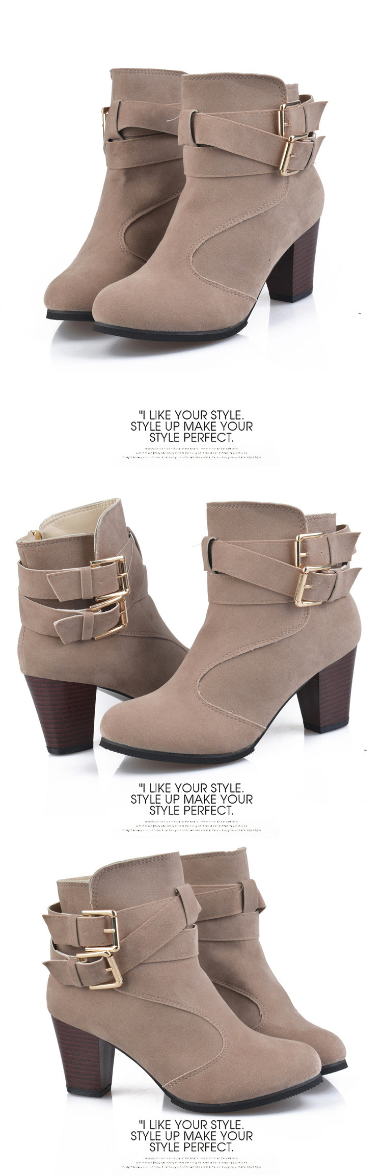 Women's Leather Ankle Boots - Strap Buckle Style - Fashions Envy