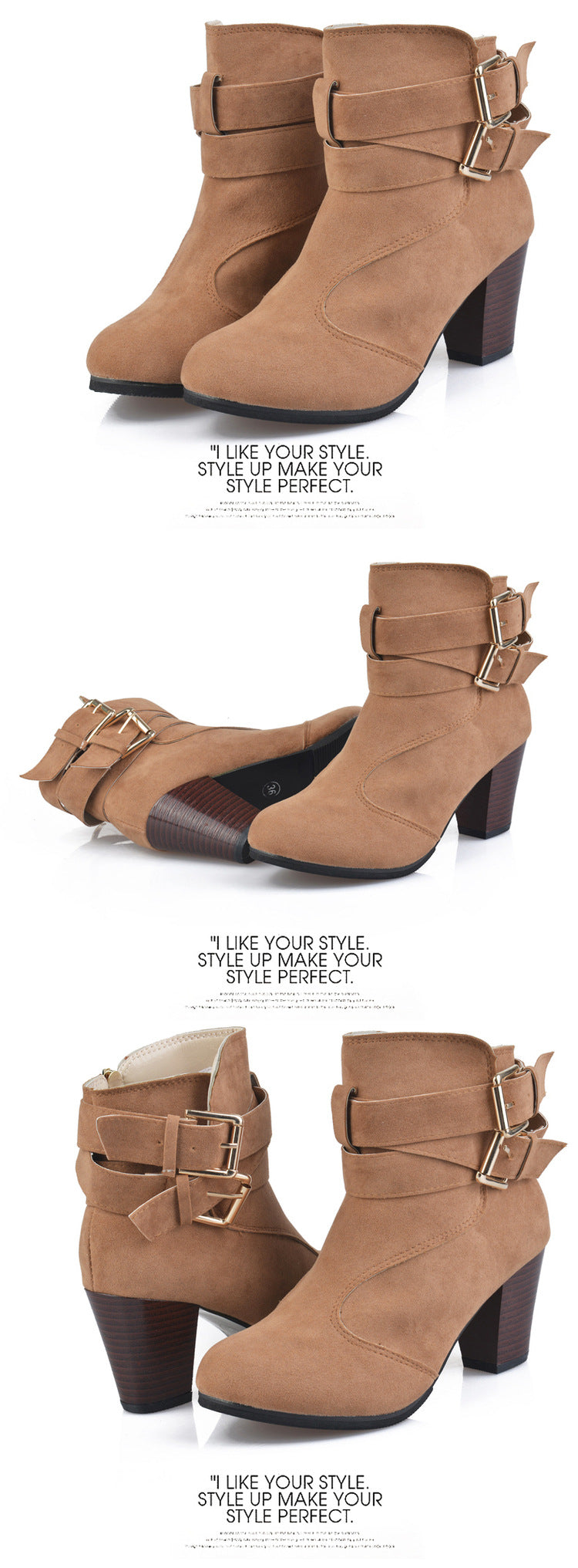 Women's Leather Ankle Boots - Strap Buckle Style - Fashions Envy