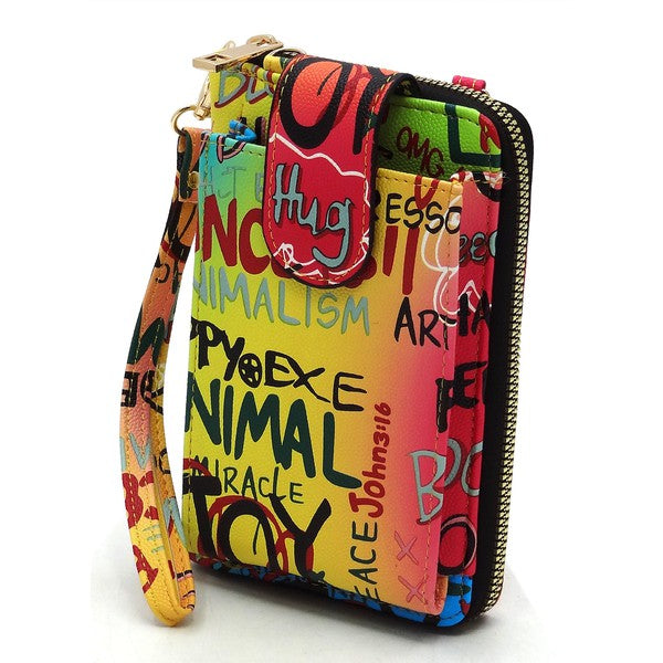 Graffiti Cell Phone Case Crossbody Wallet Wristlet