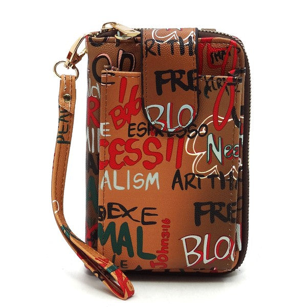 Graffiti Cell Phone Case Crossbody Wallet Wristlet