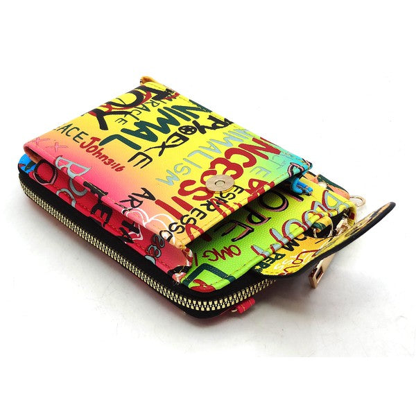 Graffiti Cell Phone Case Crossbody Wallet Wristlet