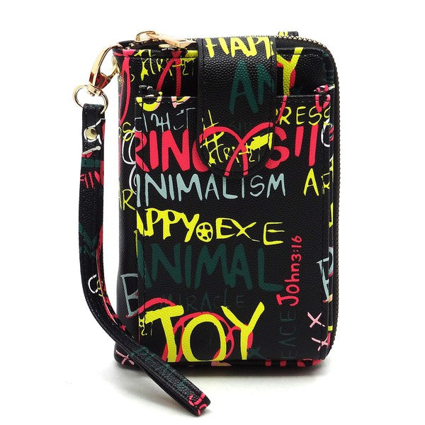 Graffiti Cell Phone Case Crossbody Wallet Wristlet