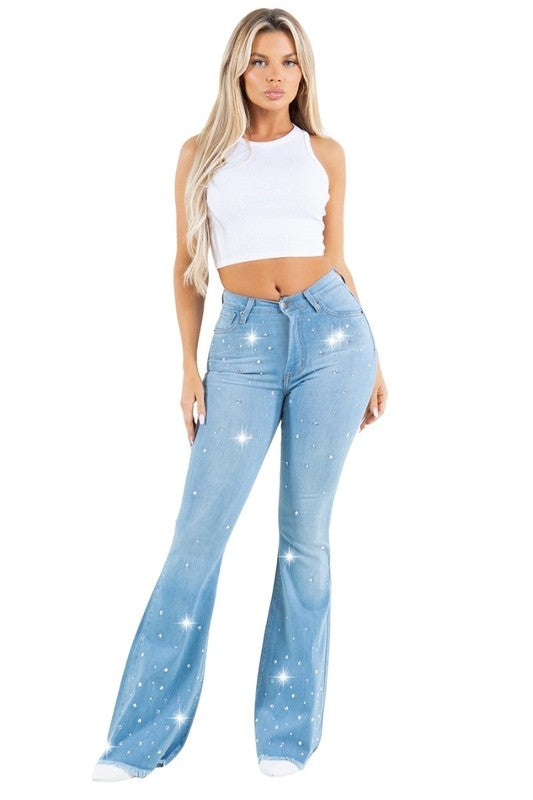 Vegas Glam Bell Bottom High Stretch Jeans 30" Inseam