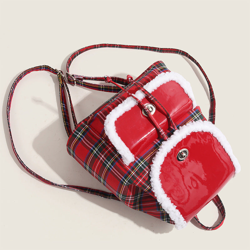 Red Plaid Handbag - Lightweight Holiday Tote