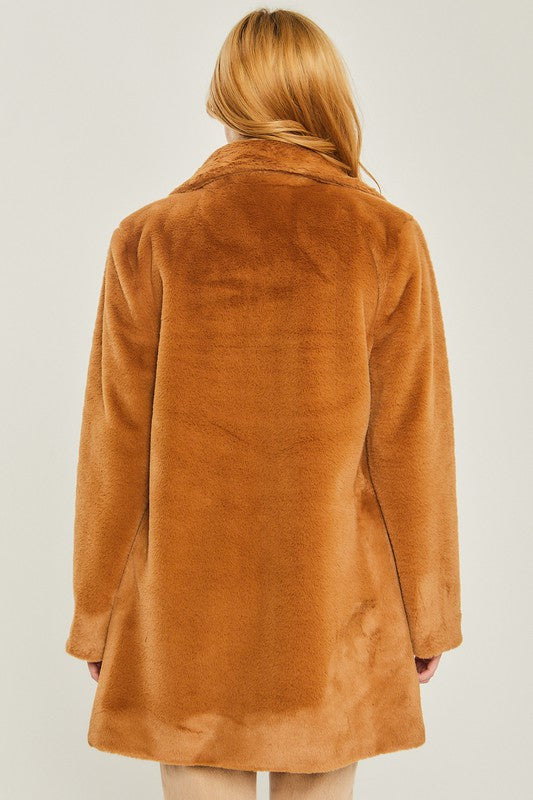 Cozy Solid Relaxed Collar Teddy Coat