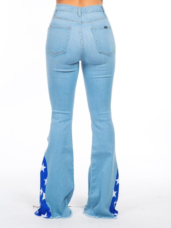 Star Bell Bottom Jeans in Light Wash