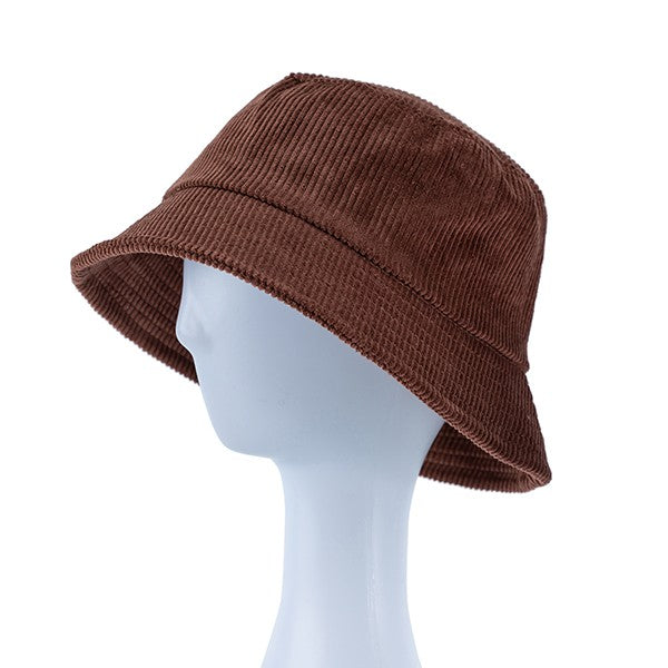 Trendy Solid Color Corduroy Bucket Hat