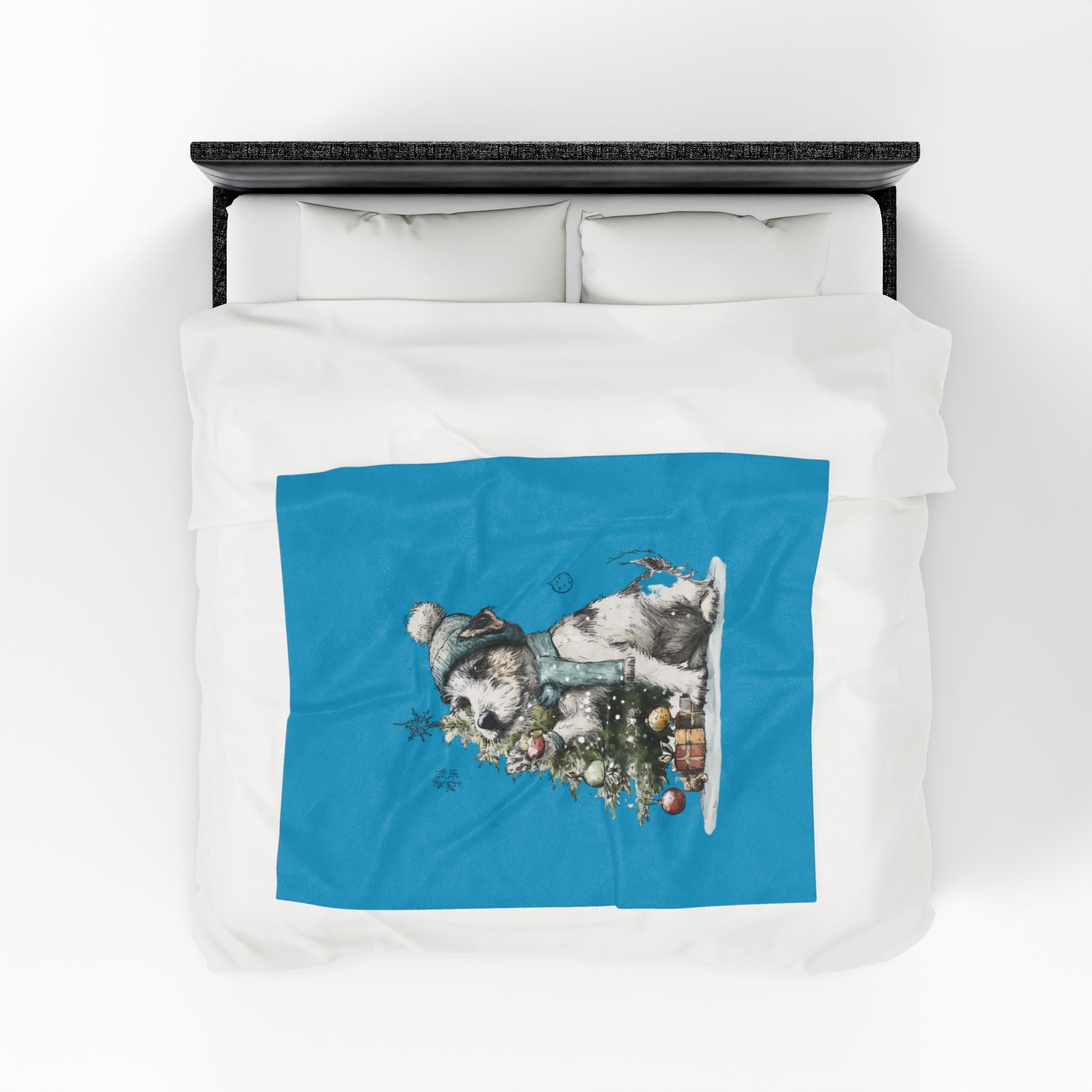 Christmas Puppy Blanket - Cozy Velveteen Throw