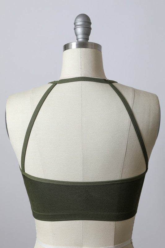 Seamless Longline Ribbed Pullover Bralette Cami