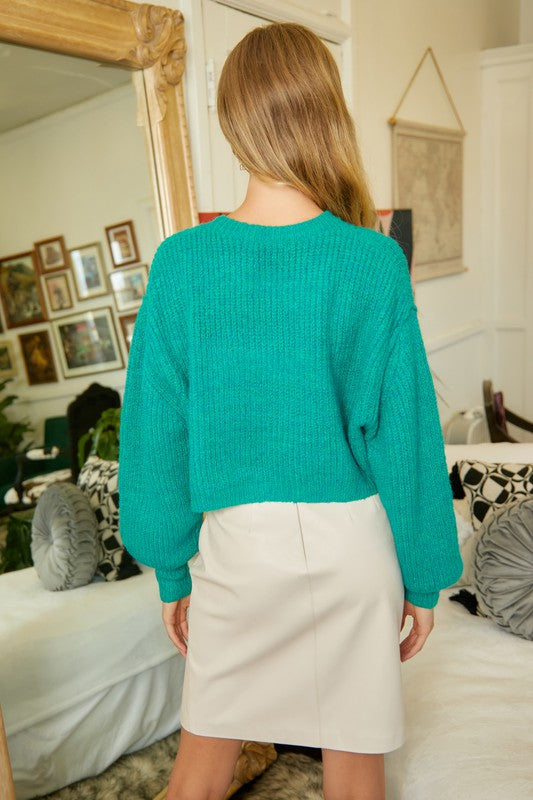 Round Neck Cropped Cozy Sweater