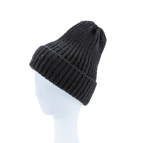 Solid Color Knitted Sequin Beanie Hat