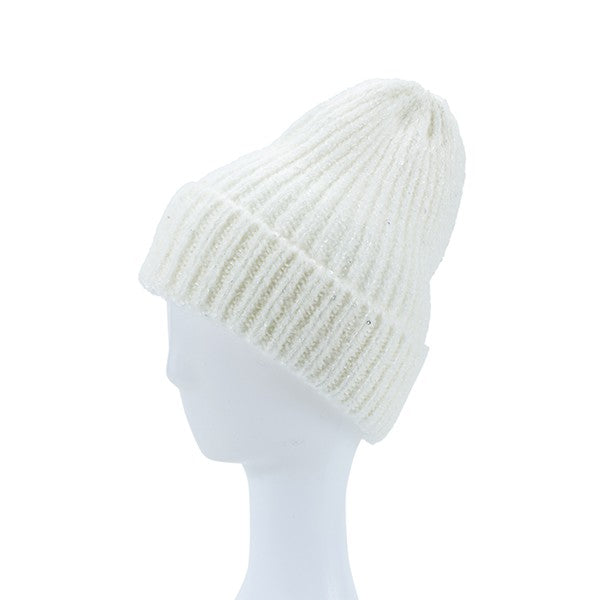Solid Color Knitted Sequin Beanie Hat