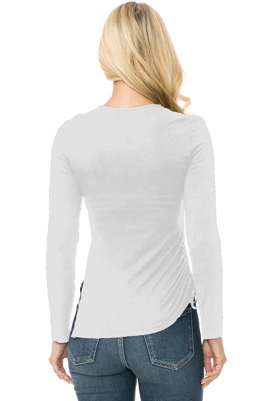 Open Side Solid Casual Knit Long Sleeve Top