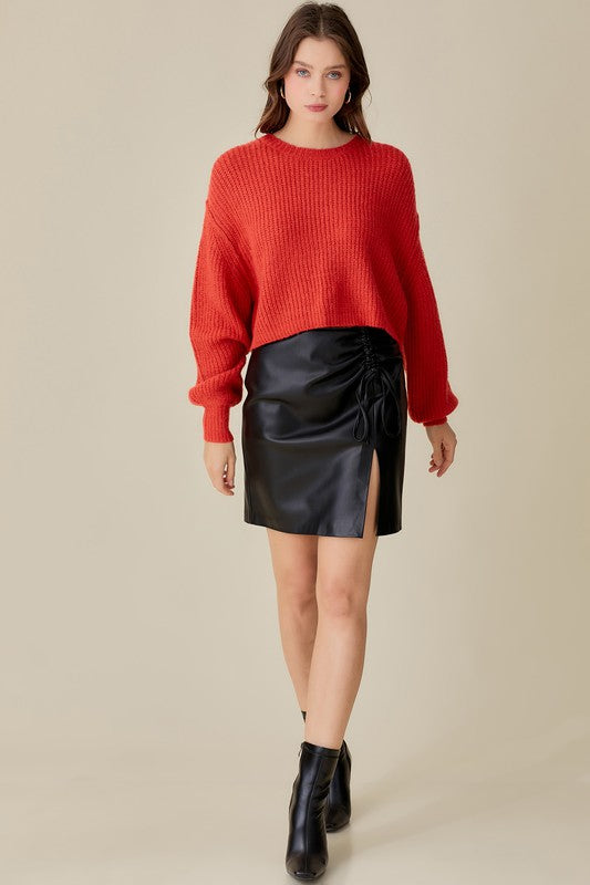 Round Neck Cropped Cozy Sweater