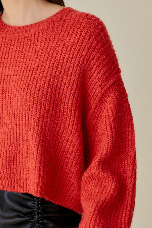 Round Neck Cropped Cozy Sweater