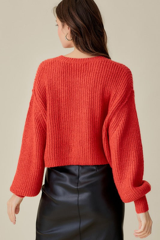 Round Neck Cropped Cozy Sweater