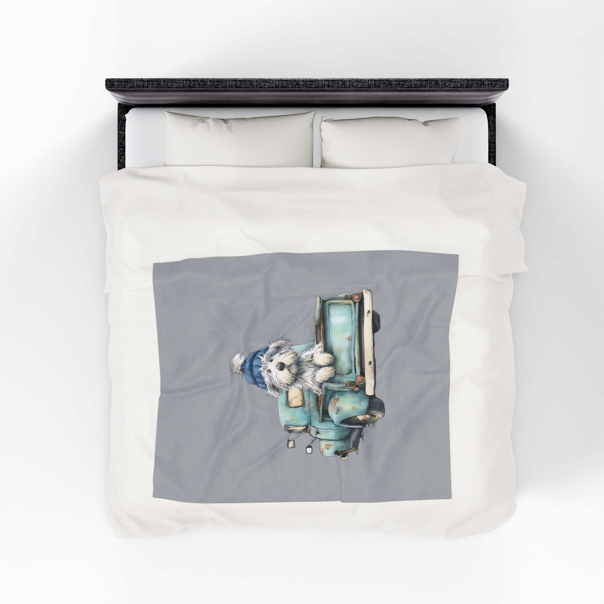 Vintage Truck Puppy Blanket - Cozy Velveteen Throw