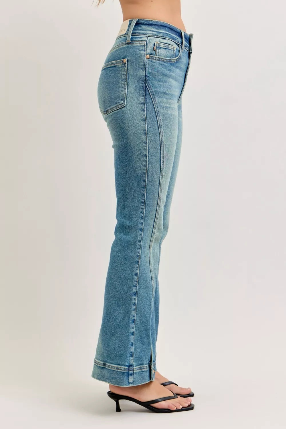 Judy Blue High Waist Vintage Wash Flare Jeans - Fashions Envy