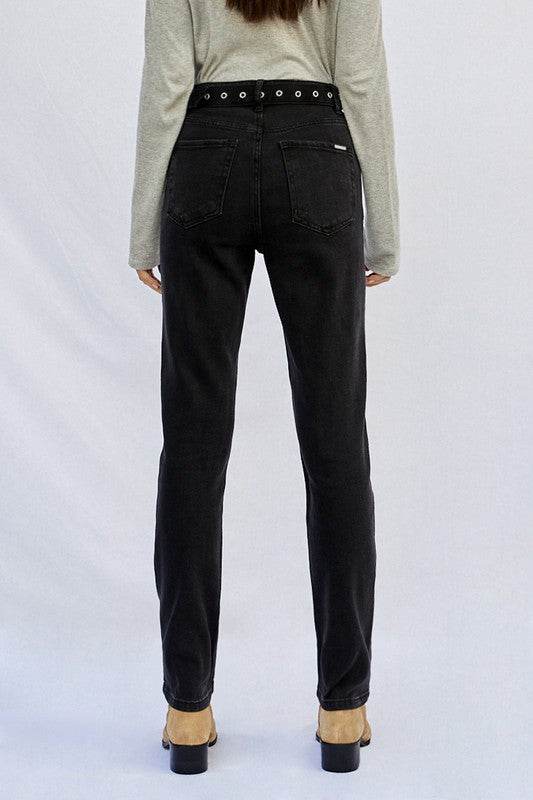 High-Waisted Straight Dark Wash Jeans - Fashions Envy