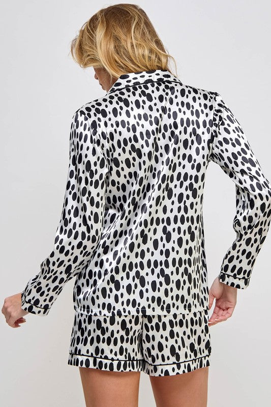 Casual Long Sleeve Dalmy Spotted PJ Set