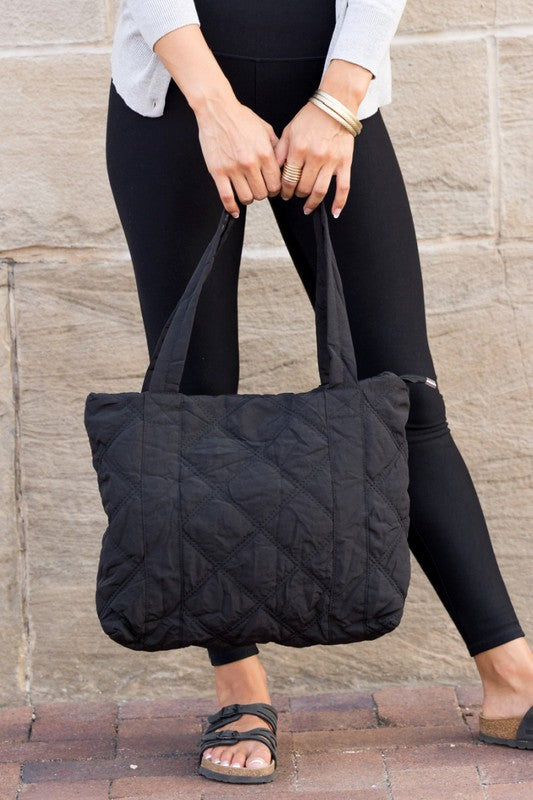 Puffed Quilted Design Tote Bag