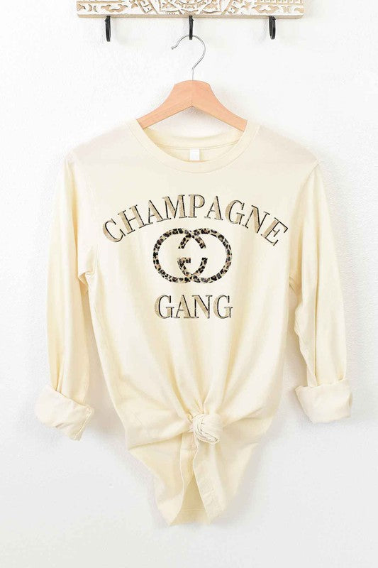 Champagne Gang Round Neck Long Sleeve T-shirt