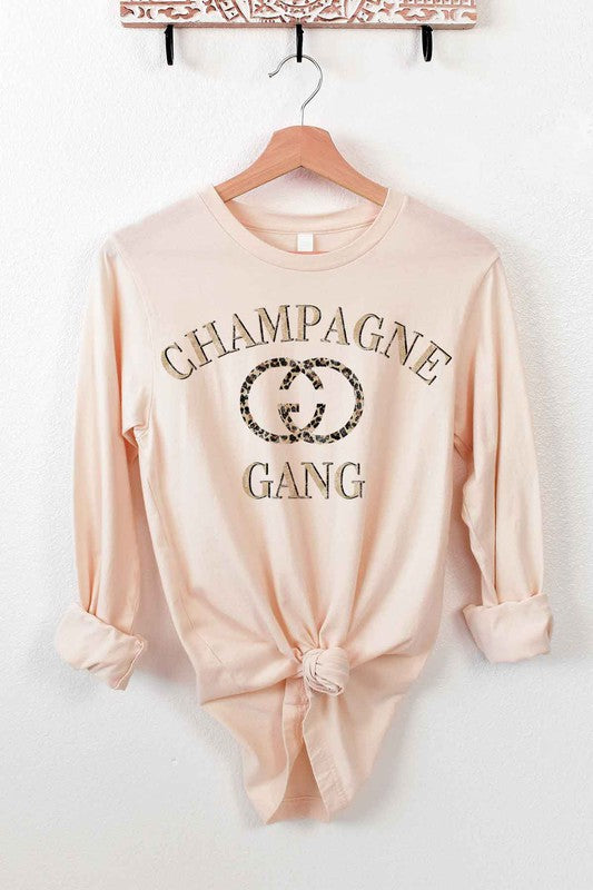 Champagne Gang Round Neck Long Sleeve T-shirt