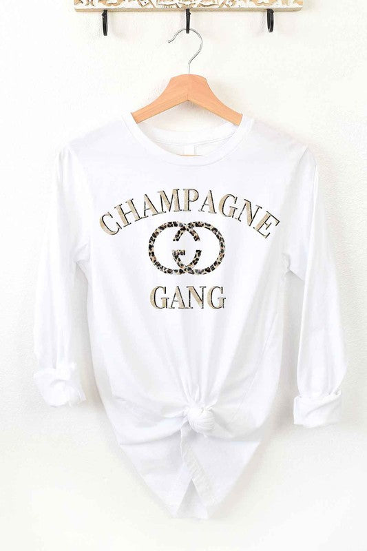 Champagne Gang Round Neck Long Sleeve T-shirt