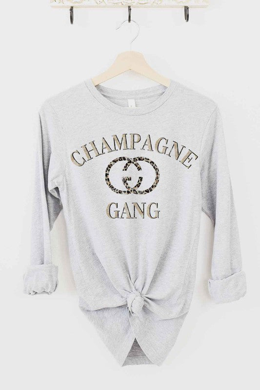 Champagne Gang Round Neck Long Sleeve T-shirt