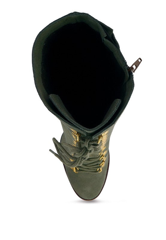 Street-Slay Antique Block Heeled Over Calf Boot