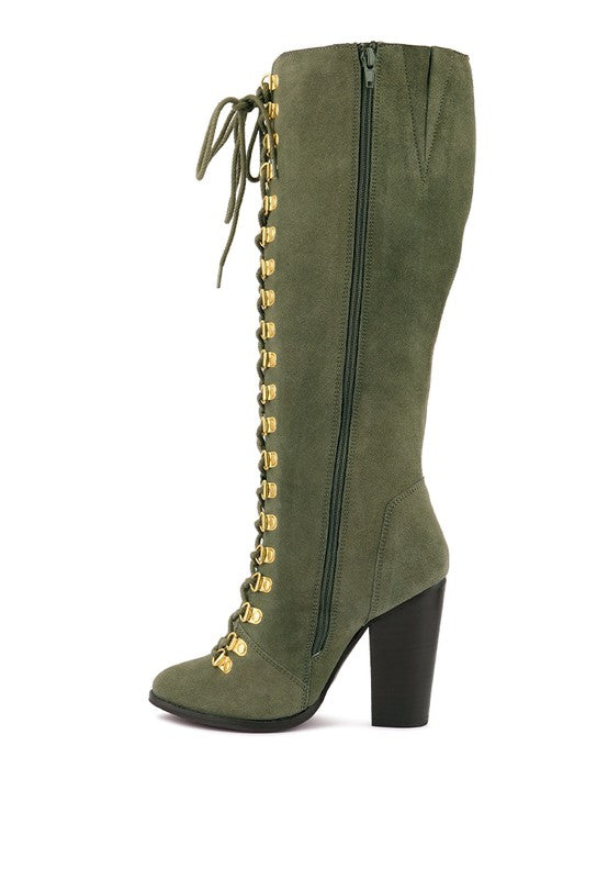 Street-Slay Antique Block Heeled Over Calf Boot