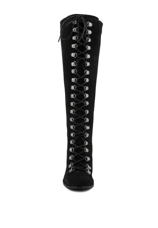 Street-Slay Antique Block Heeled Over Calf Boot