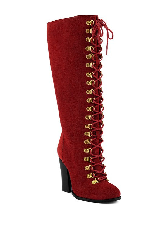 Street-Slay Antique Block Heeled Over Calf Boot
