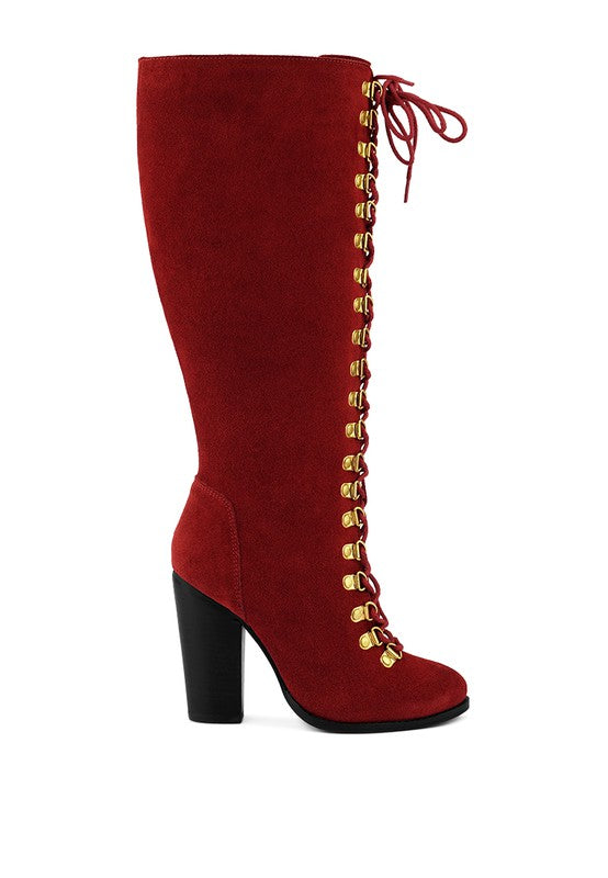 Street-Slay Antique Block Heeled Over Calf Boot
