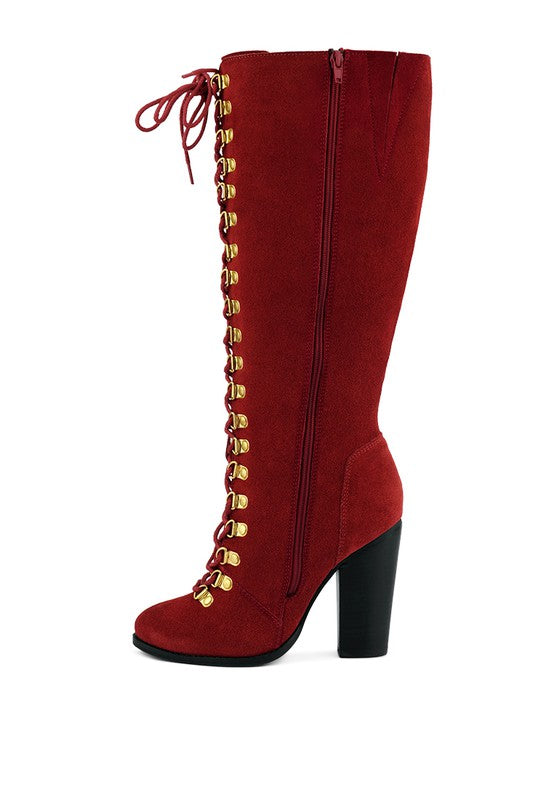 Street-Slay Antique Block Heeled Over Calf Boot