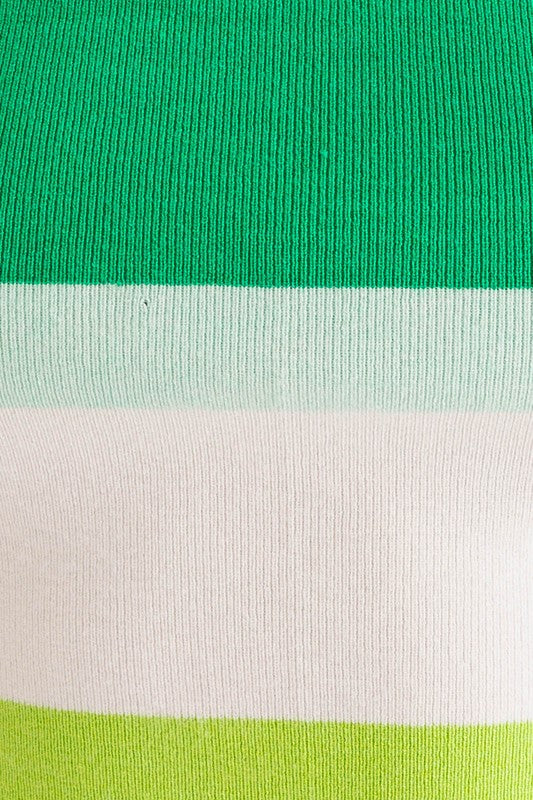 Square Neck Stripe Pattern Knit Tank Top