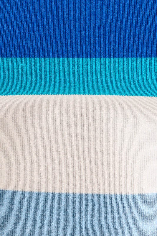 Square Neck Stripe Pattern Knit Tank Top